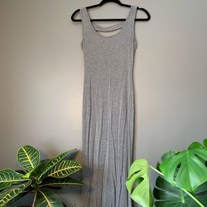 Grey Cotton Maxi Dress with Back Detailing